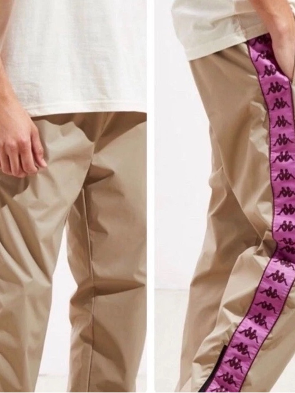 Kappa Men’s windbreaker track pants  with Purple Logo Side Tape